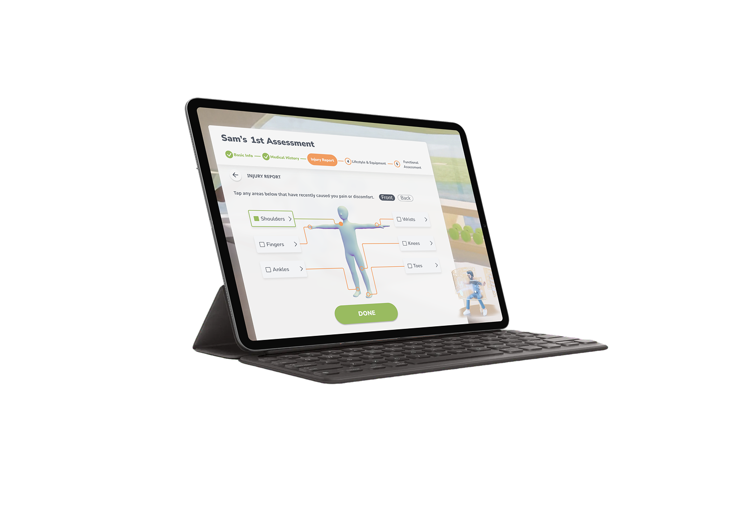 An exercise assessment on the companion tablet interface