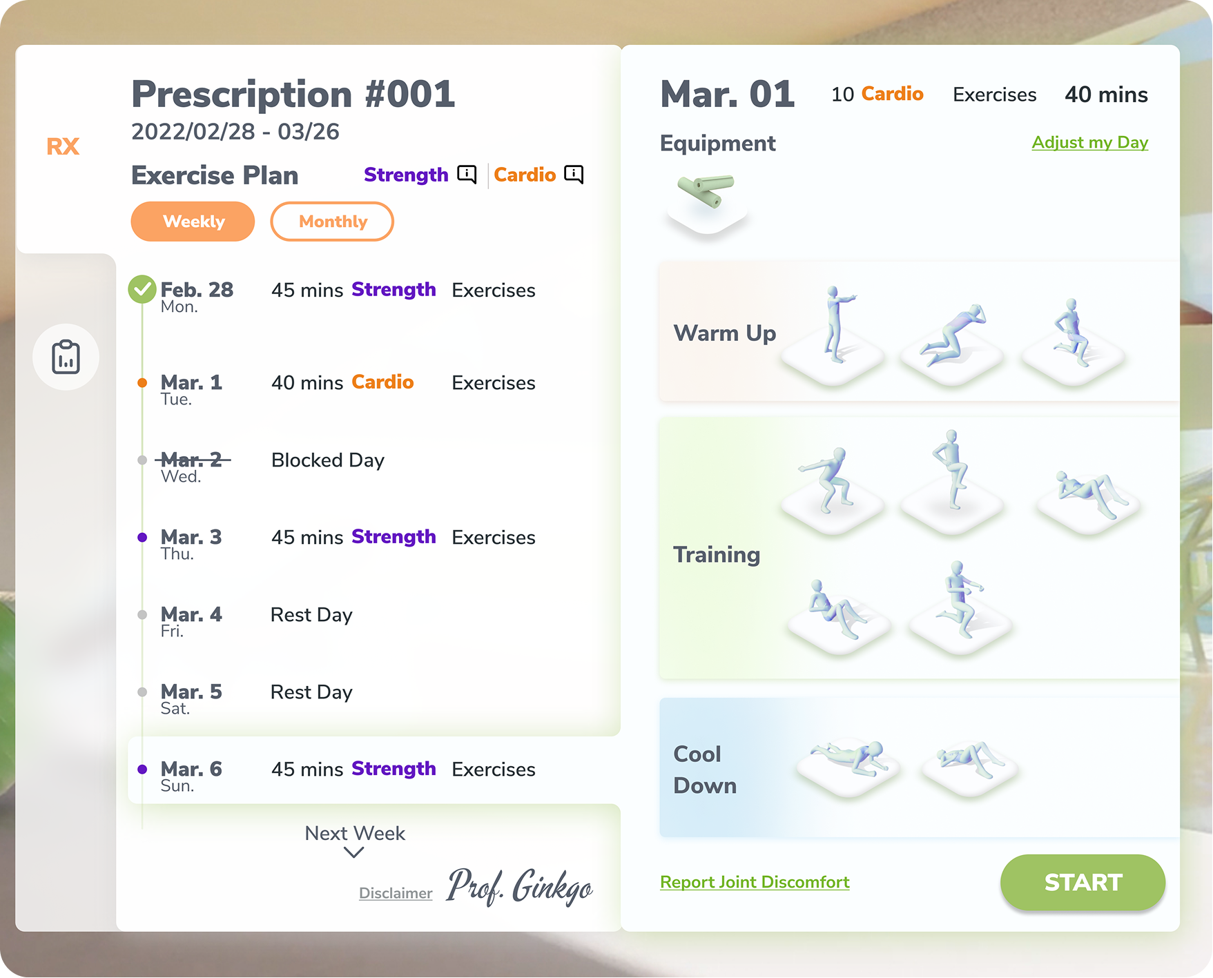 Personalized daily exercise prescription with activity sequence