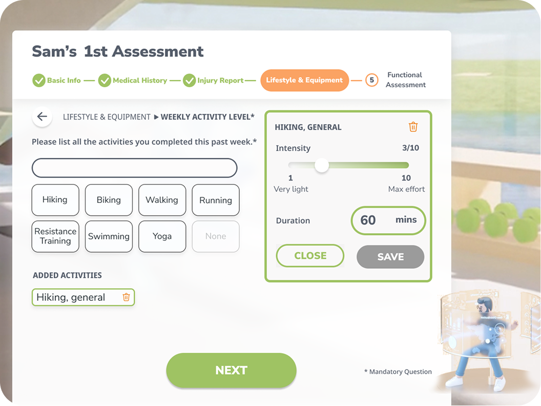 Lifestyle questionnaire