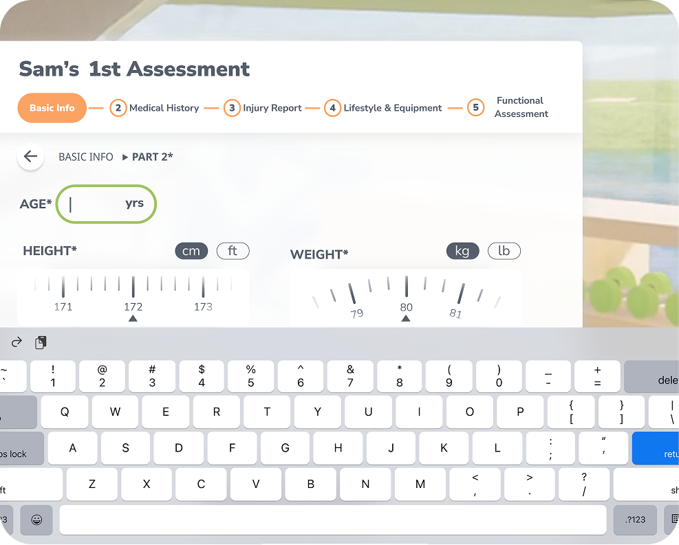 Basic information assessment screen