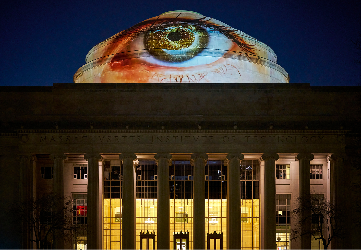 Close view of an eye projection on the Dome
